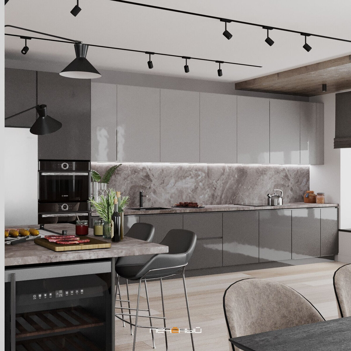 Дизайн кухни-гостиной