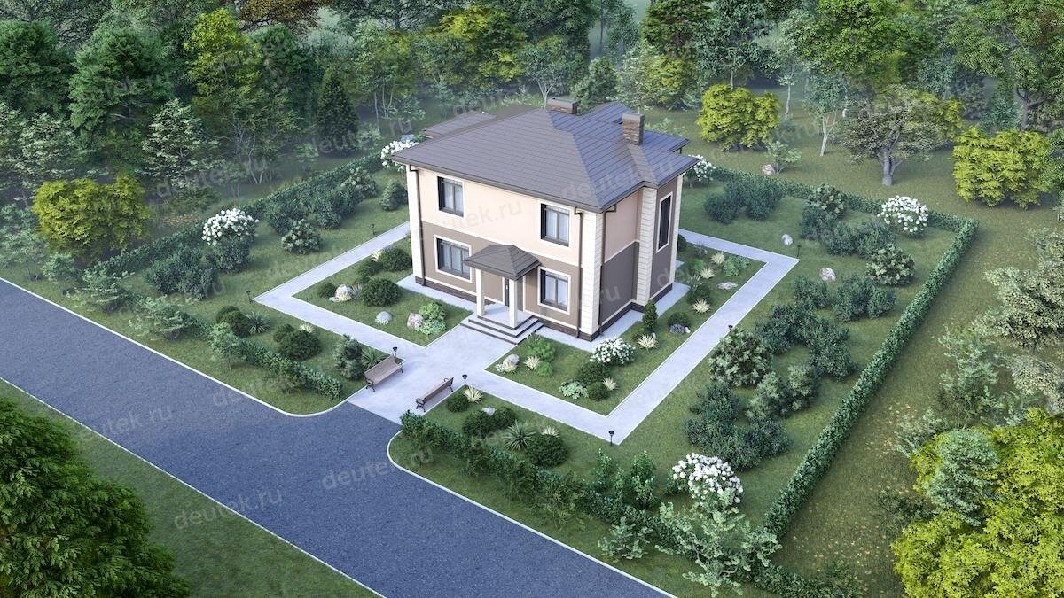 Проект 2-этажного коттеджа 137 м2 из газобетона - DTE162