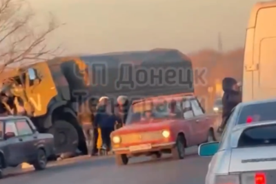    Место ДТП в ДНР ©Скриншот