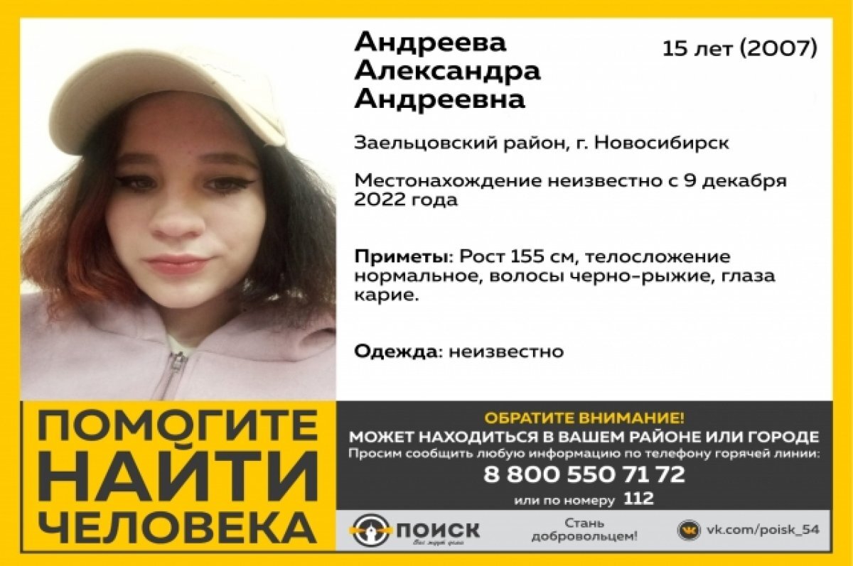    В Новосибирске ищут пропавшую 15-летнюю девочку