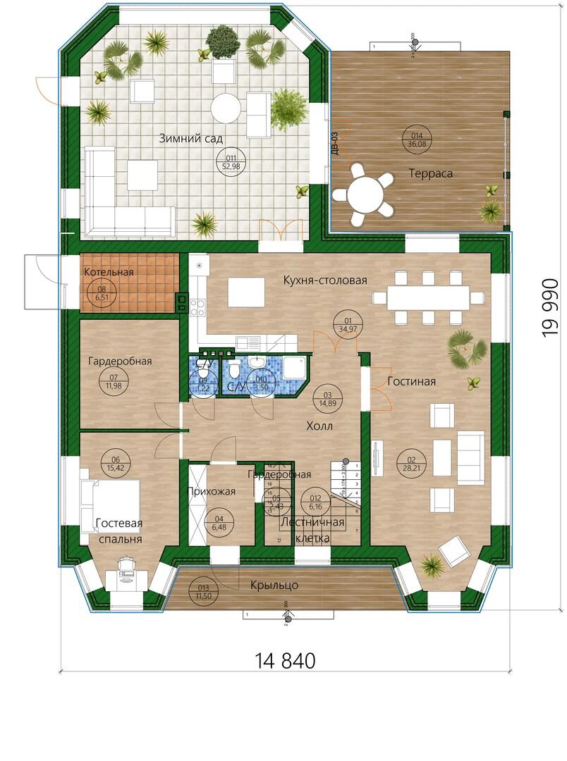 Планировка 1 этажа - Проект дома - H-1403