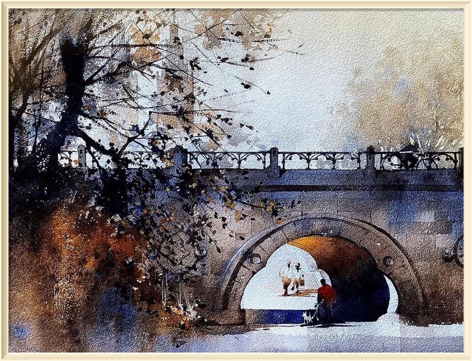 © Томас Шаллер  / Thomas W. Schaller / * 1967 /  Autumn - Central Park / Осень - Центральный парк /  Watercolor.  15x21 inches - 2020