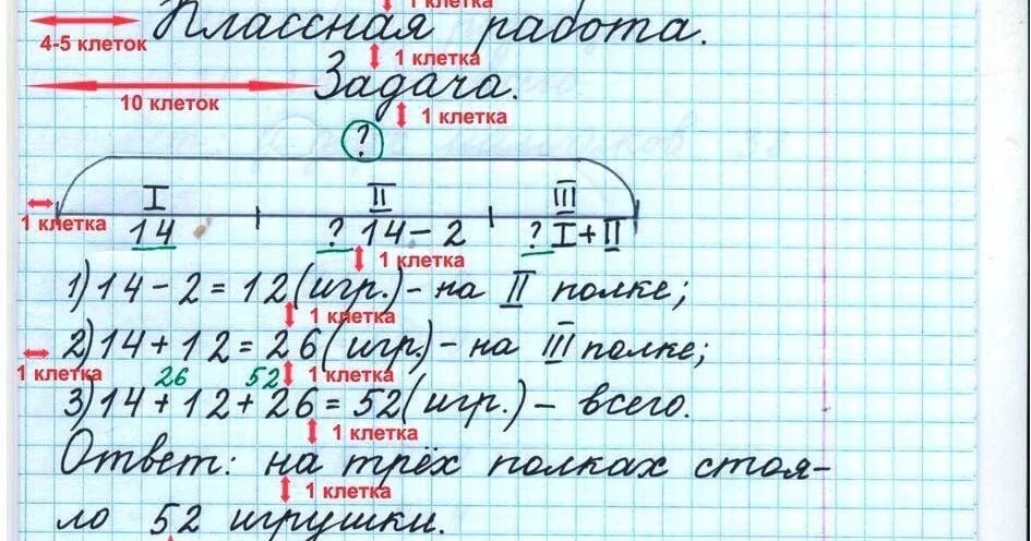 Сколько отступать клеток в тетради по математике (1, 2 класс)?