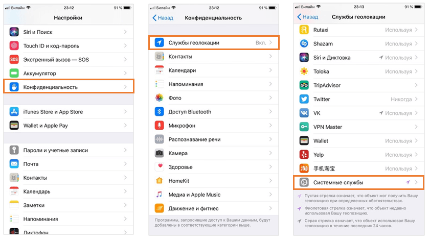 Айфон где настройки. Системные службы айфон. Системные настройки айфон. Системные службы iphone где. Айфон системные службы геолокации.