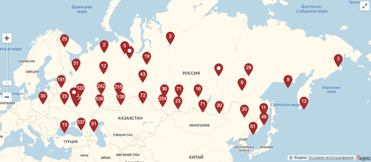 Карта точек сбора биометрии. Информация: официальный сайт ЦБ