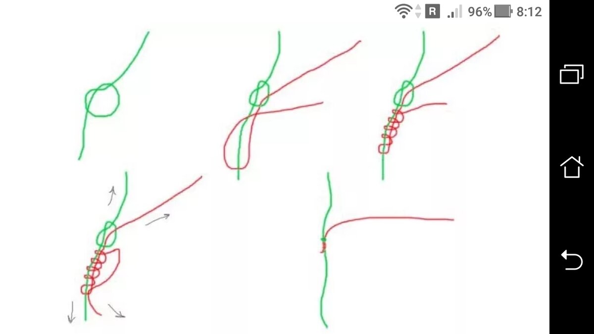 Фото Как вязать узлы для поводком к основной леске: прямой узел и "морковный узел"