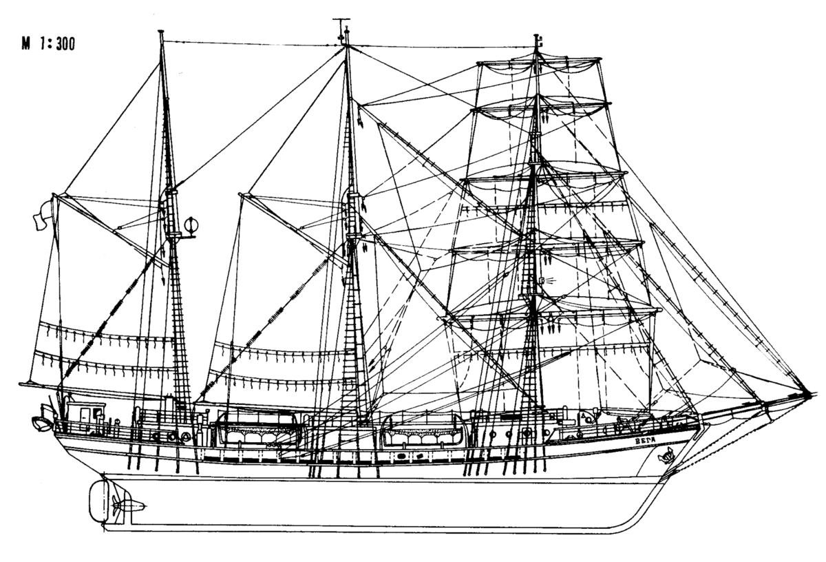 Чертёж баркентины "Вега II"