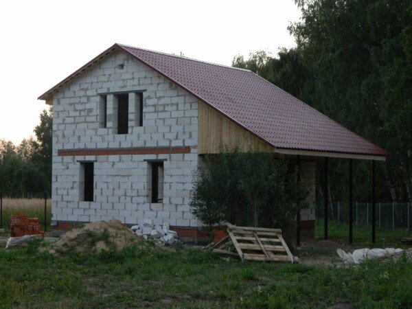 Одноэтажный маленький дом из блоков 6х6 проект Пронино.