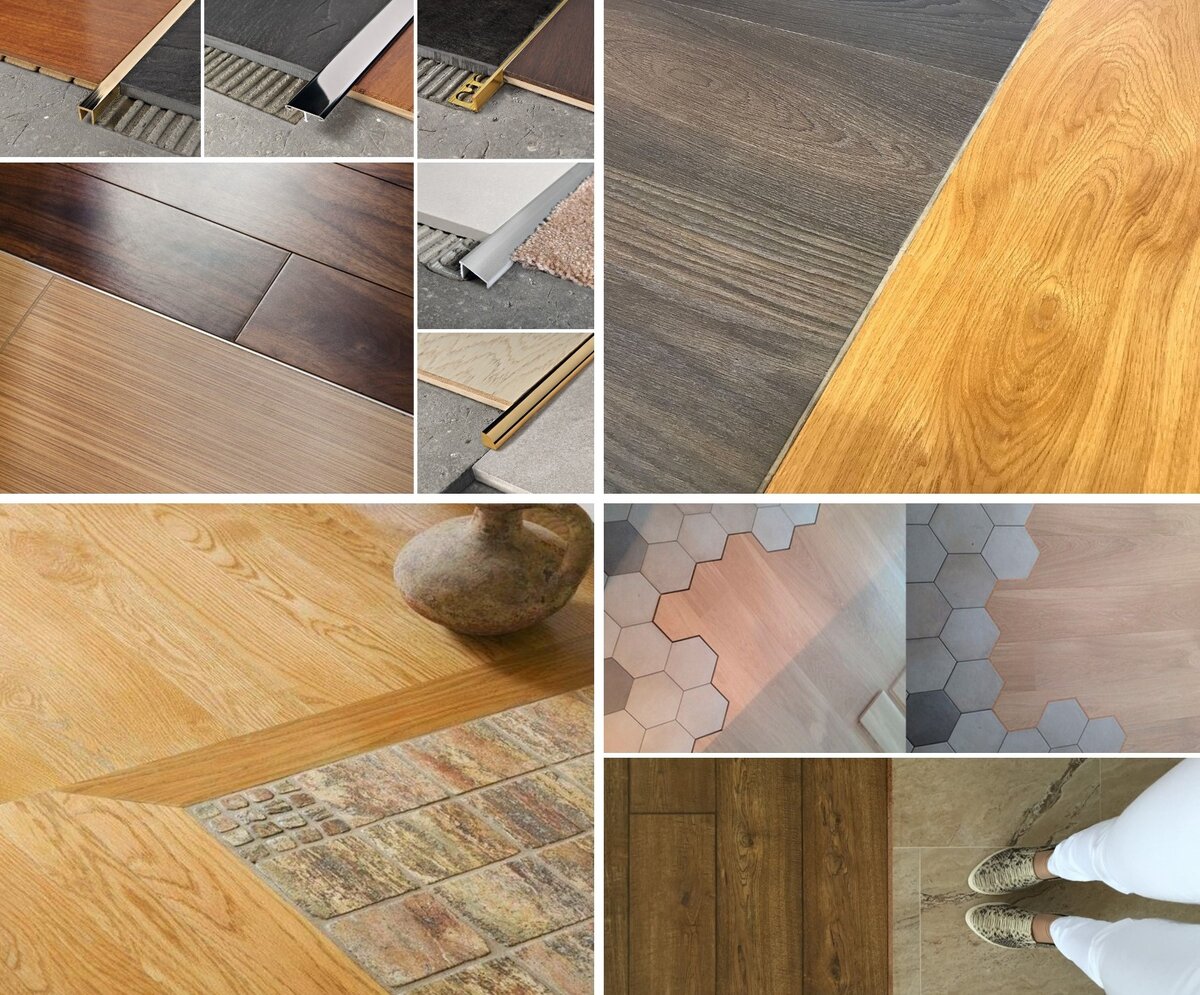Соединение плитки и ламината на полу без порожка фото