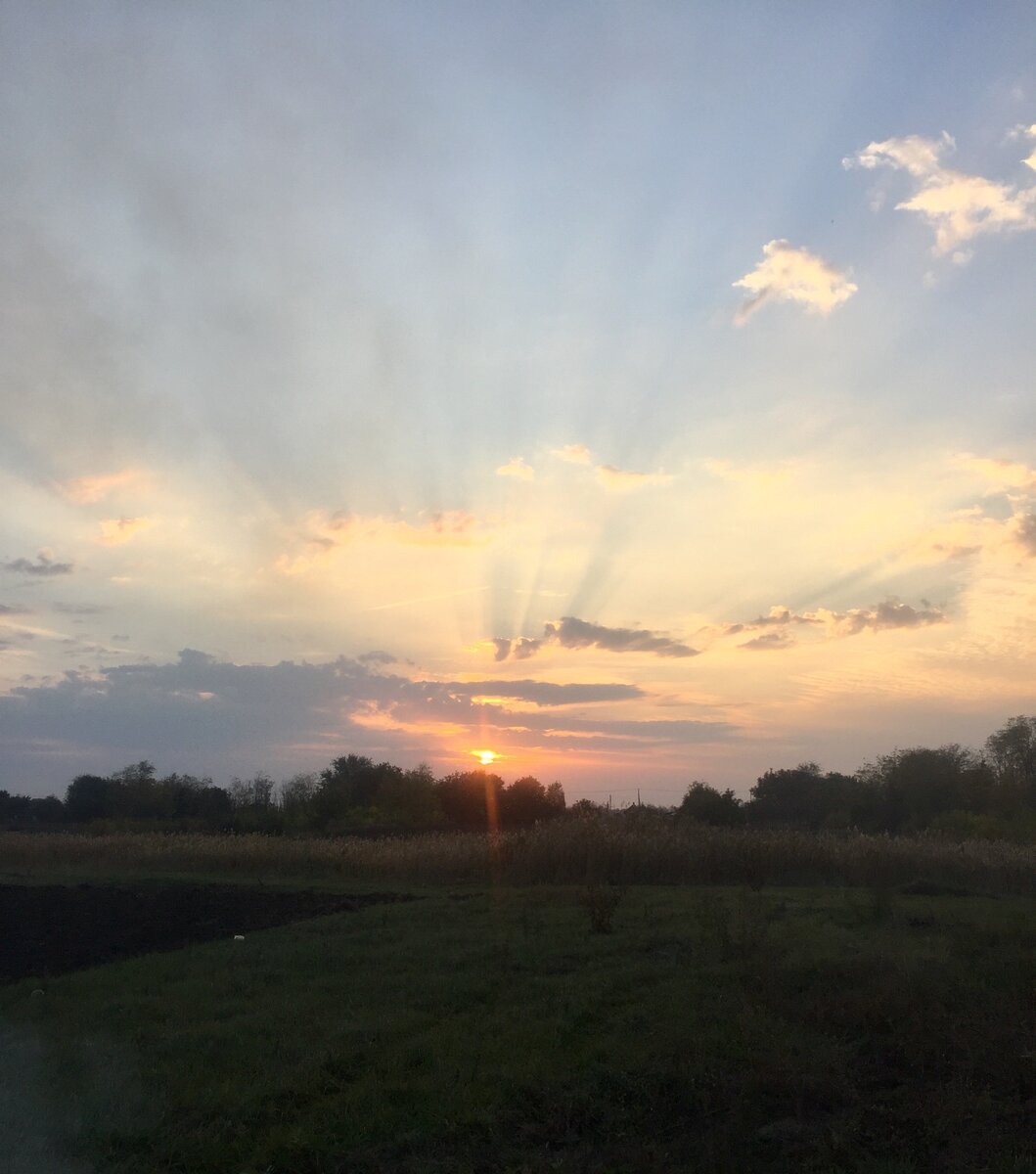 Закат... Вид  с моего участка.