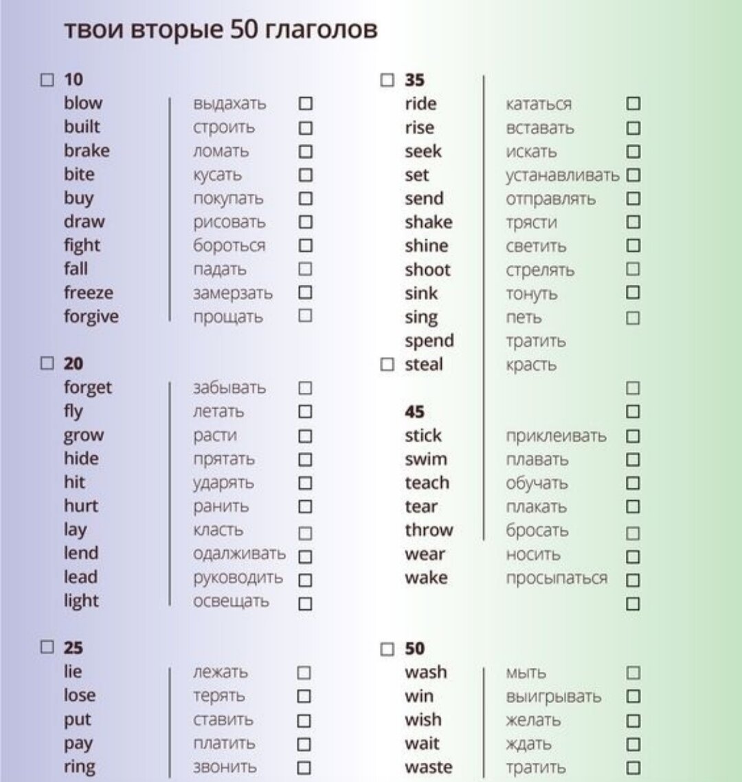 50 verbs