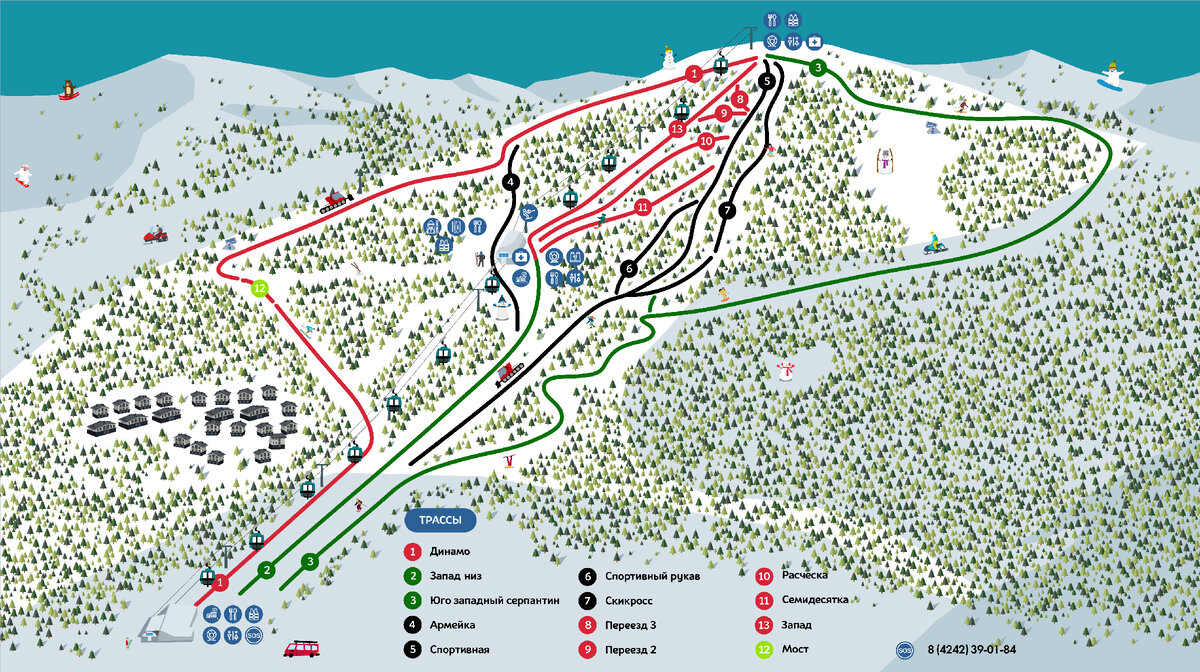 Горный воздух Южно-Сахалинск схема трасс
