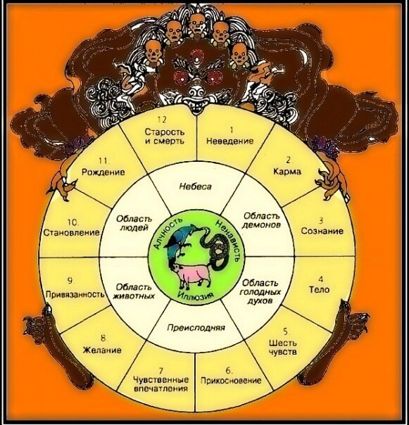 Закон сансары что это означает. Колесо Сансары схема. 12 Звеньев взаимозависимого возникновения. Цепь взаимозависимого происхождения. Карма Сансара.