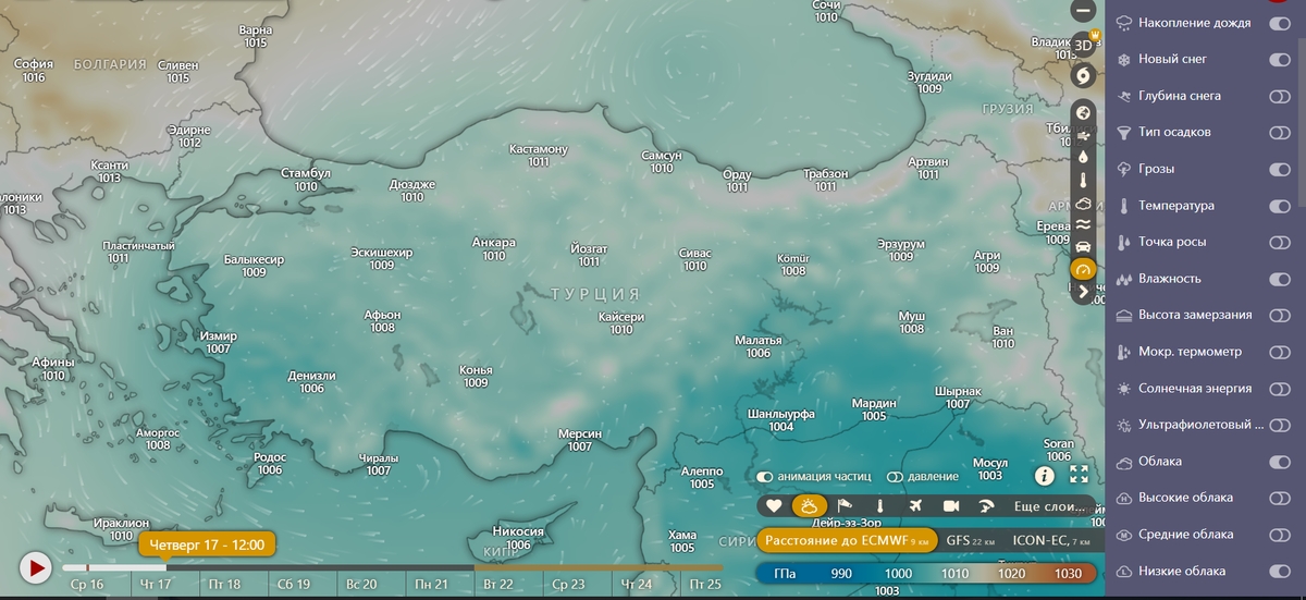 Полуостров находится в области повышенного давления