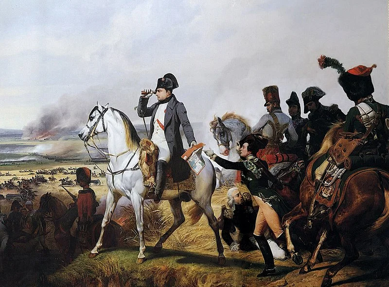Наполеон в битве при Ваграме, 5 и 6 июля 1809 года. Холст, масло, картина Горация Верне, 1836 год. 
Версальский Дворец.