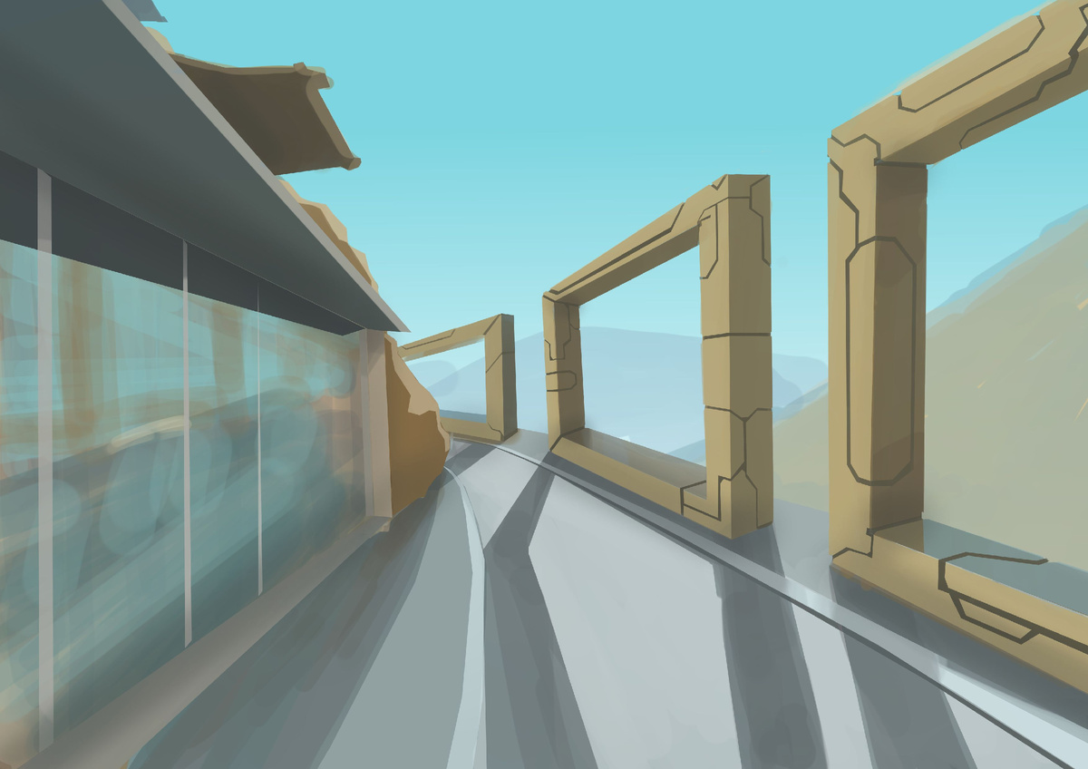 Магазин, дорога и высокотехнологичные порталы. 