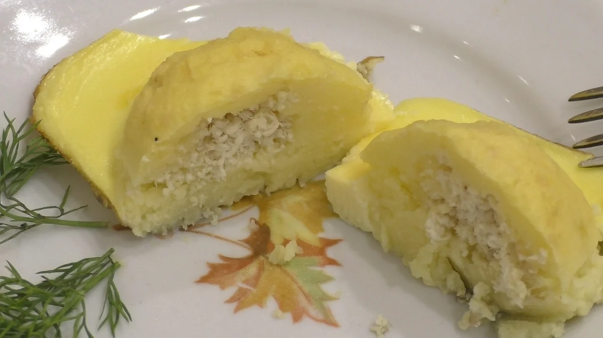 Картофельные крокеты с мясом в омлете, блюдо для тех кому показана диета №5, можно всем