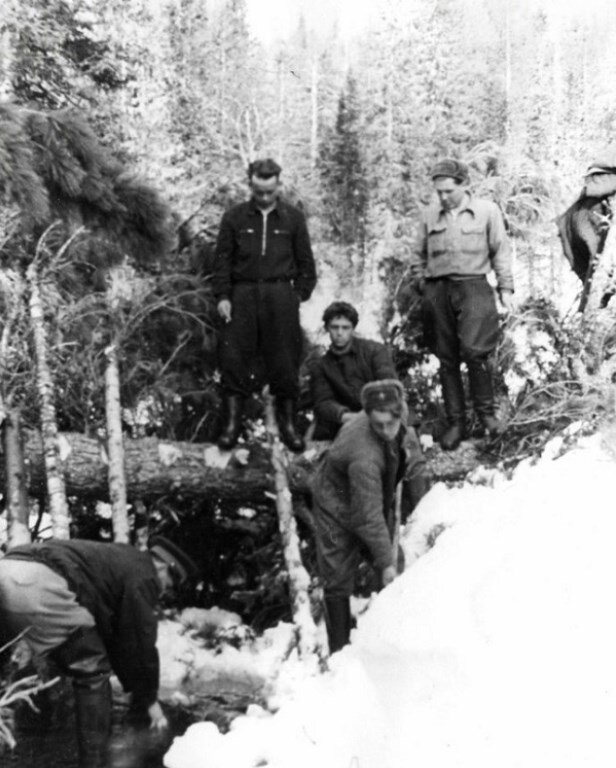 Когда уже начало сильно таять, ниже по течению ручья поисковики соорудили плотину: понятно для чего