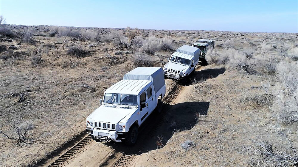 Пикапы Alga на базе BAIC во время ходовых испытаний. Фото компании