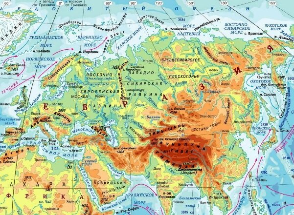 Галерея 2-Физическая карта Евразии(Википедия).