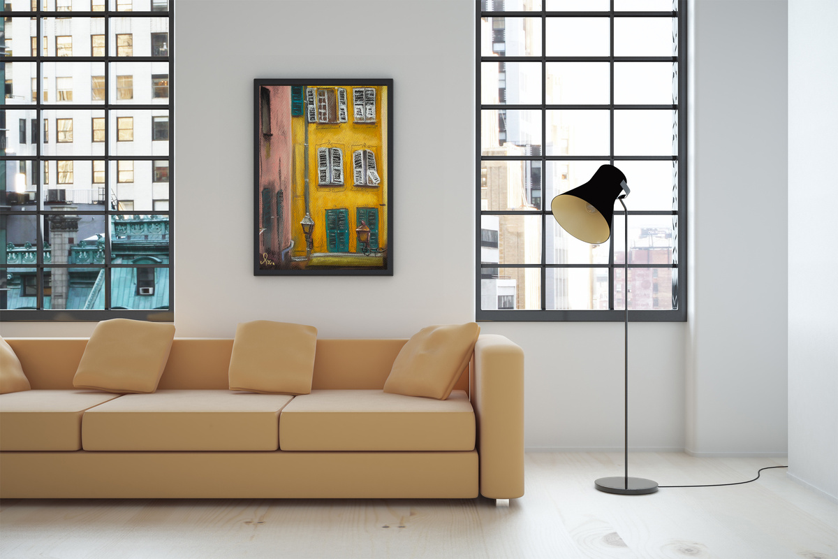 Пример оформления работы в раму с паспарту в вашем интерьере