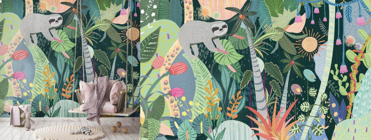 Роспись детской. Тропический лес.