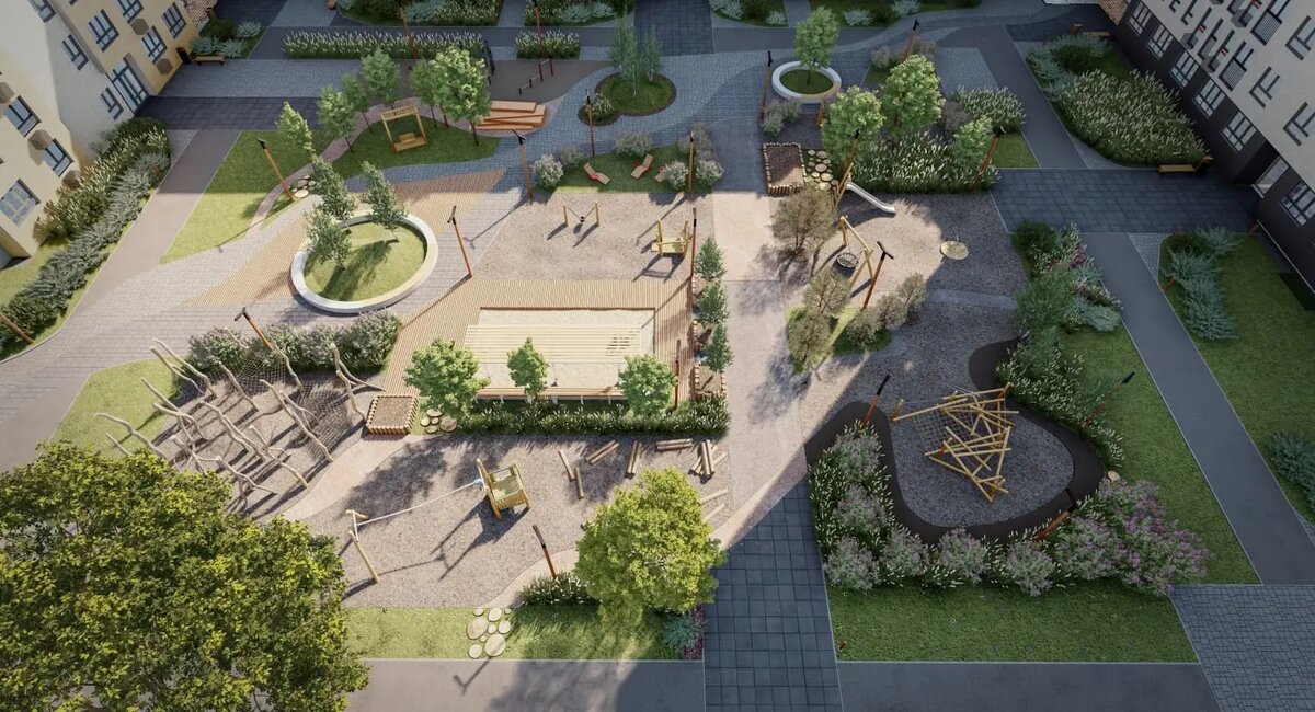 Разрабатывая общественные и приватные пространства для отдыха, мы создали карту движения и тропинок с помощью нейросети. Эти тропинки легли в основу благоустройства и помогли сделать его максимально продуманным, осознанным и комфортным.