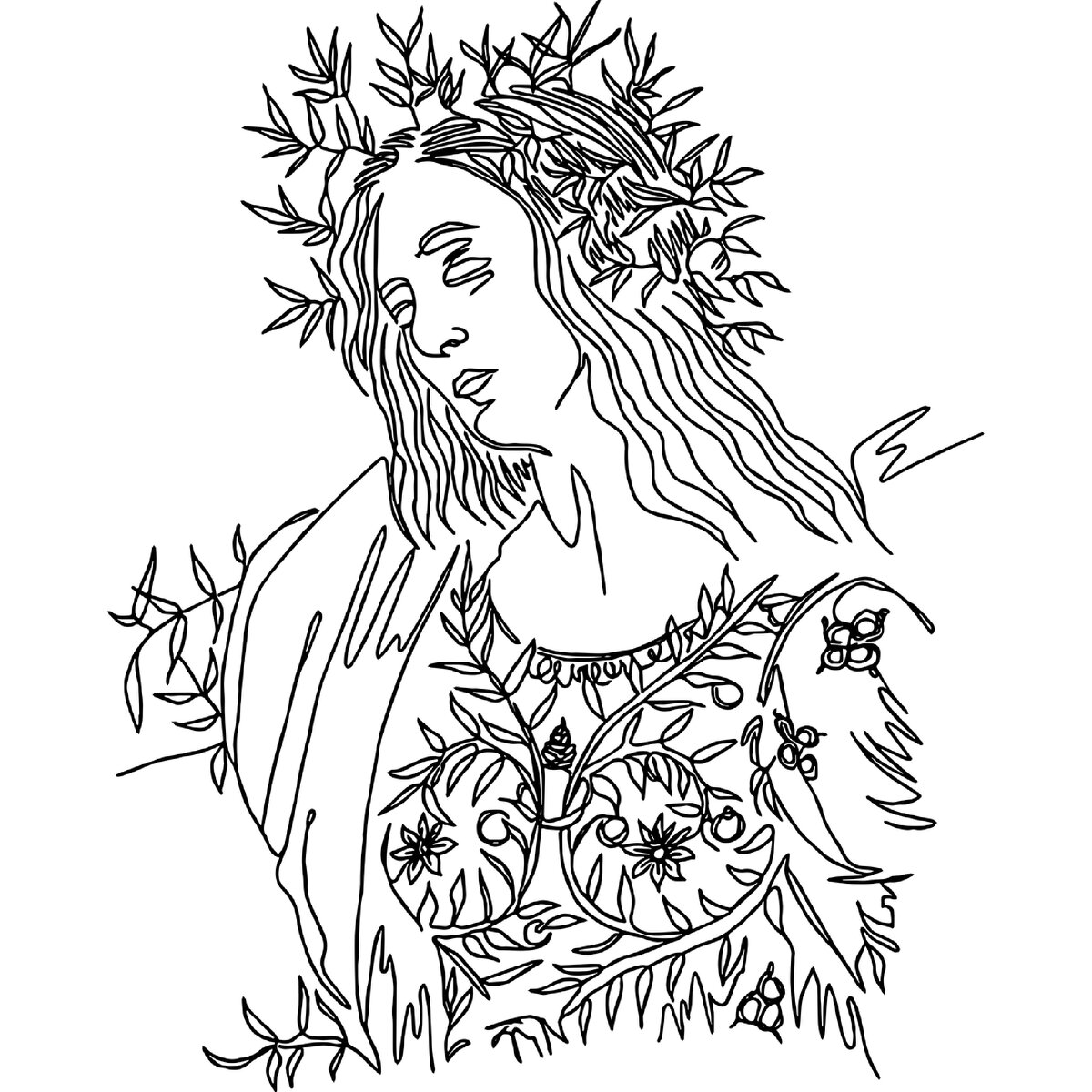 Мой фрагмент из картины Сандро Боттичелли «Паллада и Кентавр» из серии бриллиантов мировой живописи одной линией 2020 г. 