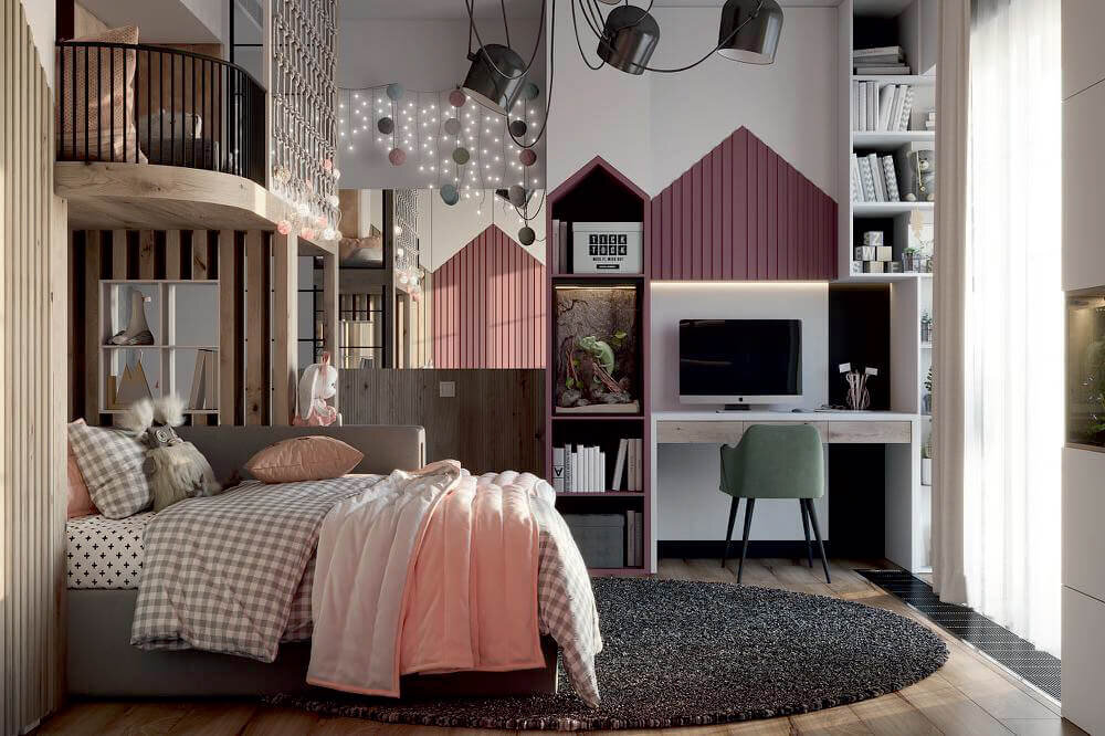 Стеллажи со столешницей для детской комнаты