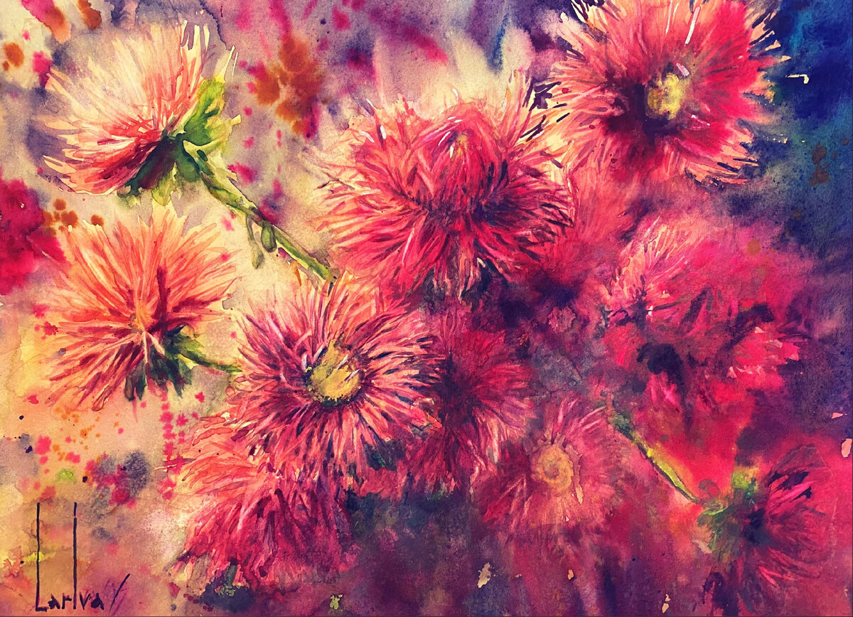 Астры. Художник Лариса Сазонова