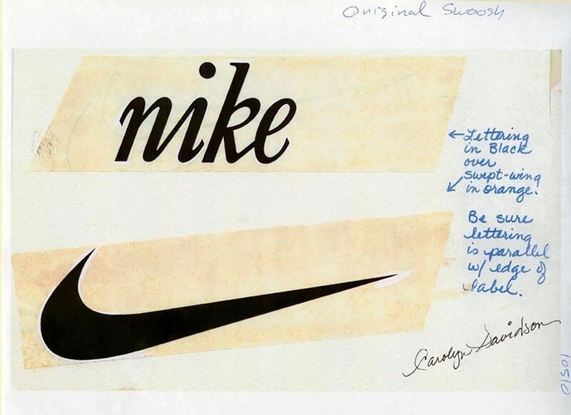 Создание известного логотипа "Swoosh" бренда Nike знакомой студенткой Фила Найта Кэролин Дэвидсон.