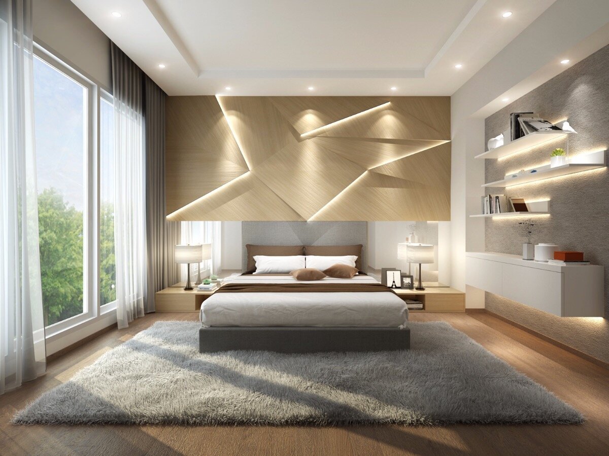 Натяжные потолки в спальне СПБ: цены с установкой дизайн и освещение