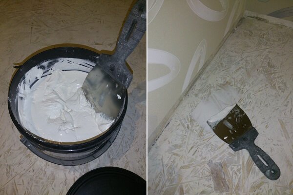 Для шпаклевания пола лучше брать широкий шпатель, будет получаться гораздо быстрее и ровнее