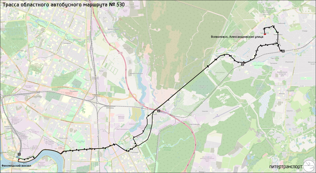 Автобус 530, Санкт-Петербург: маршрут и остановки — 2ГИС