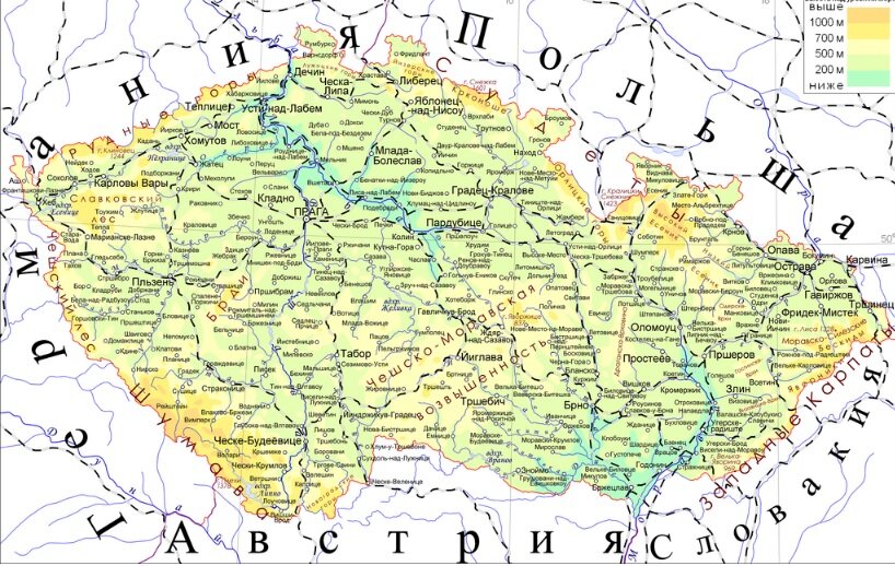 Карта Чехии с интернета