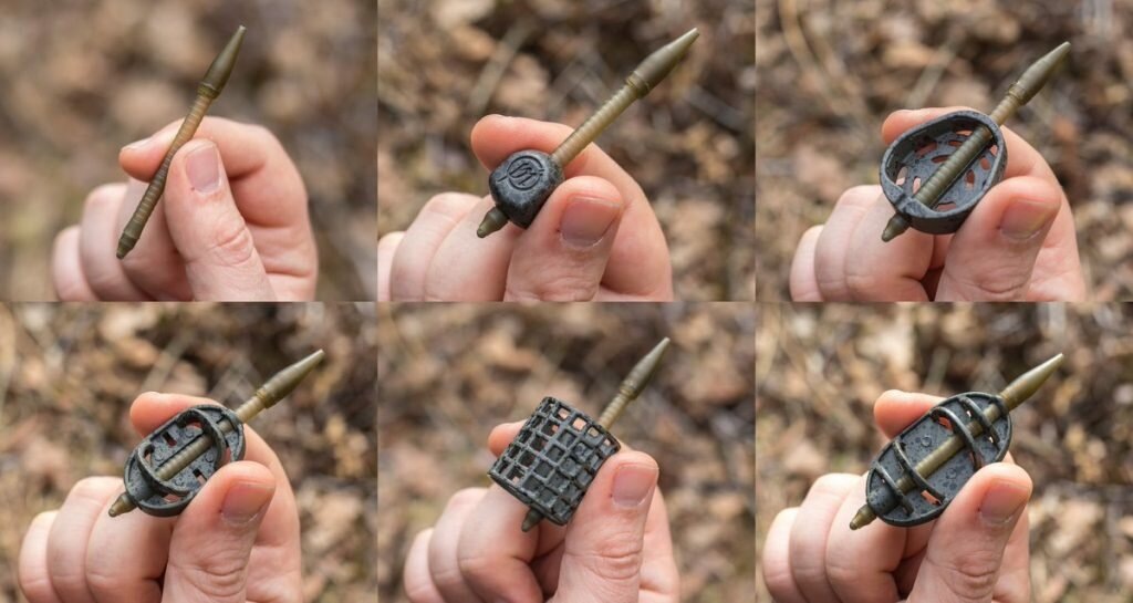 Разные формы флэт-кормушек в сравнении с простым ин-лайн грузом для пикерной ловли и небольшой фидерной кормушкой