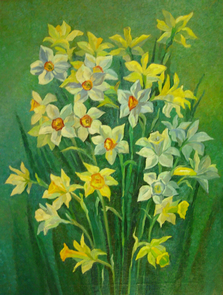 Фото автора. Тяглова Н. В. " Нарциссы", холст, масло.