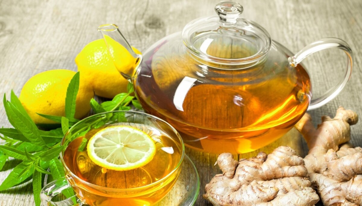 Чай с имбирем, мятой и лемоном