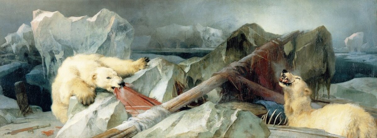 Эдвин Ландсир, "Человек предполагает, а Бог располагает" (1864 год). Картина посвящена пропавшей экспедиции Джона Франклина.