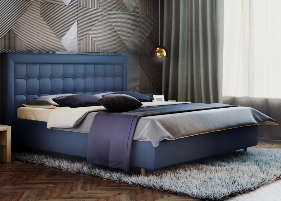 кровать двуспальная Афродита-8-2 160 х 200 см с ПМ велюр lecco ocean