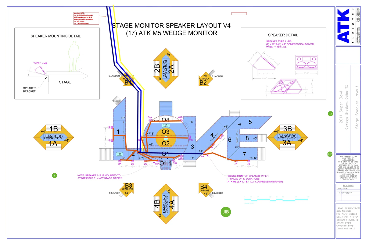 CAD-чертеж для выступления Black Eyed Peas в перерыве Суперкубка