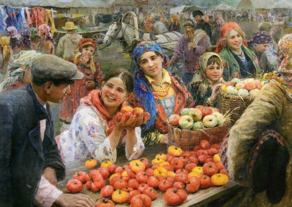 Картина Ф.В. Сычкова, "Колхозный базар"