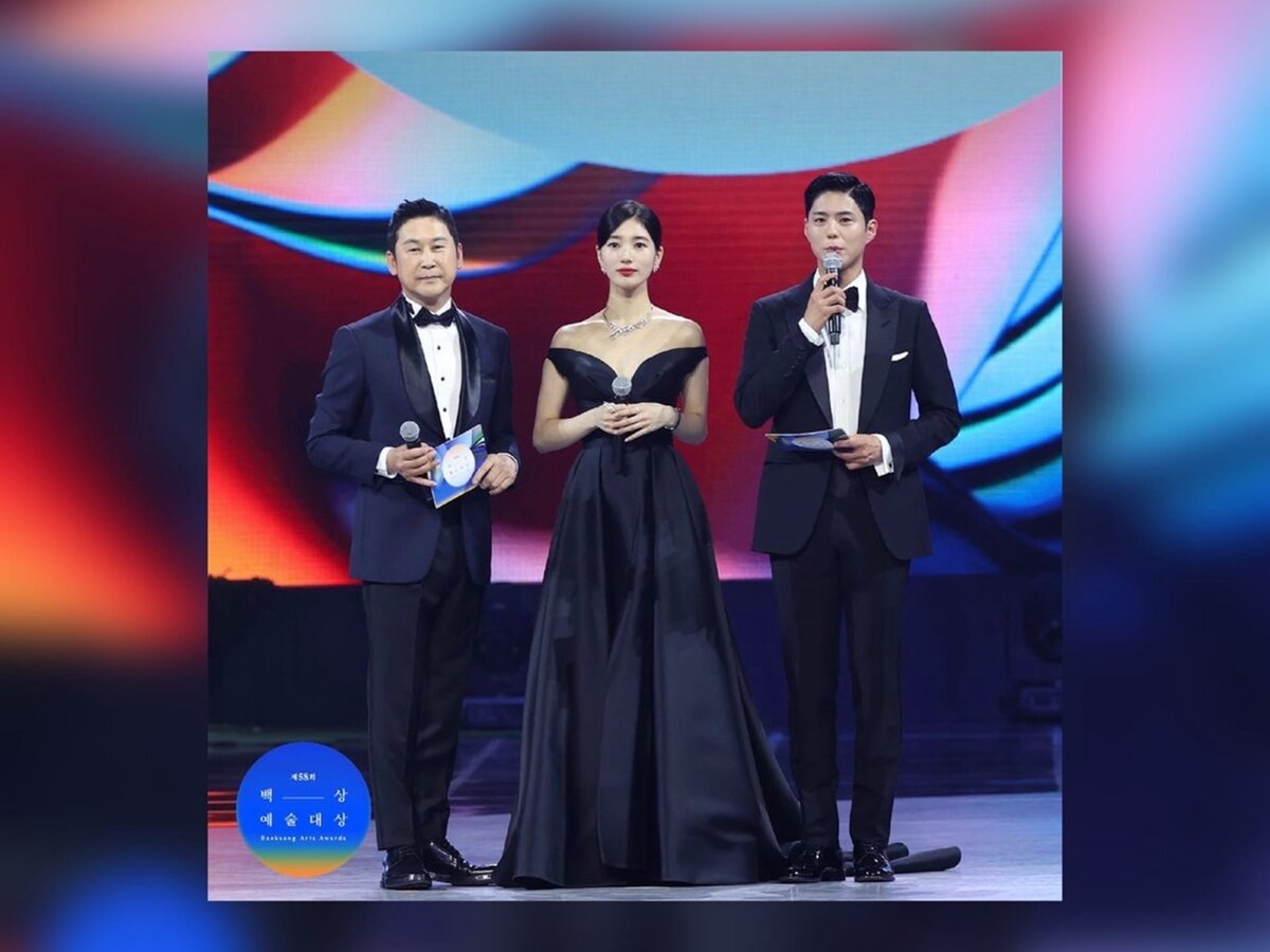 Ведущие церемонии награждения «58th Baeksang Arts Awards» Шин Дон Ёп (Shin Dong Yup), Сюзи и Пак Бо Гом (Park Bo Gum)