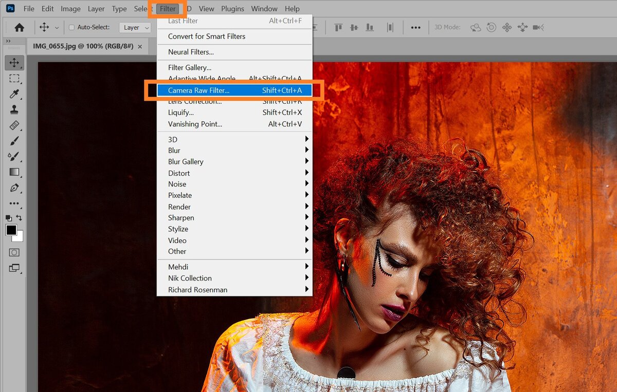    Если снимаете в JPEG, откройте в программе любой снимок и выберите Фильтр/Filter - Camera Raw Filter/Иллюстрация: Елизавета Чечевица, Фотосклад.Эксперт