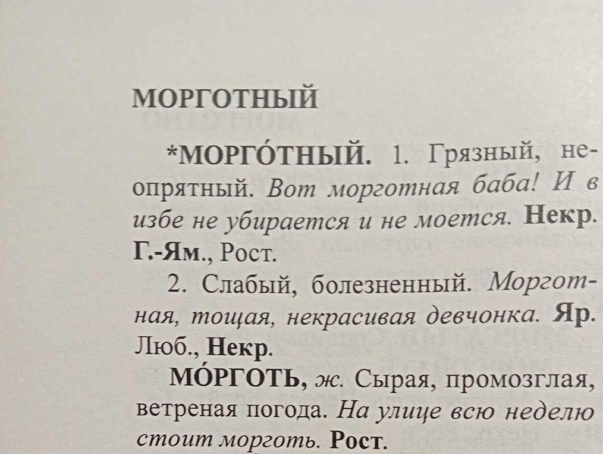 Морготные производные из второго тома "Дополнений к Ярославскому областному словарю", 2015 г.