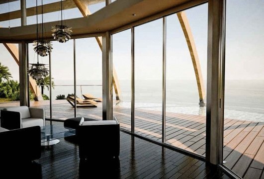 Конструкция купола установлена на вращающуюся опору, которая позволяет изменять ориентацию здания по отношению к солнцу для регулирования температуры в помещениях. Аэродинамические особенности купола обеспечивают безопасность при ураганных ветрах, а благодаря арочной конструкции каркаса, это здание защищено от землетрясения гораздо лучше, чем многие дома традиционной архитектуры.

