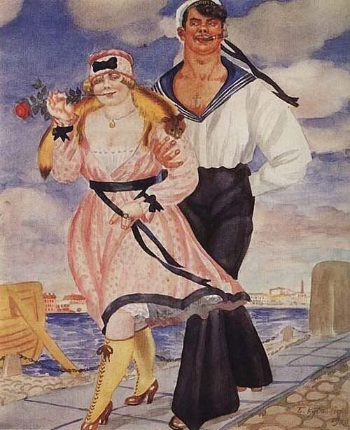 Картина Кустодиева Б.М."Матрос и девушка"