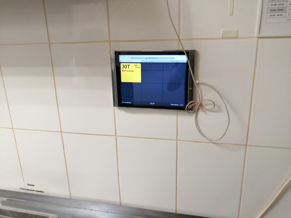 Планшет над столом раскатки теста