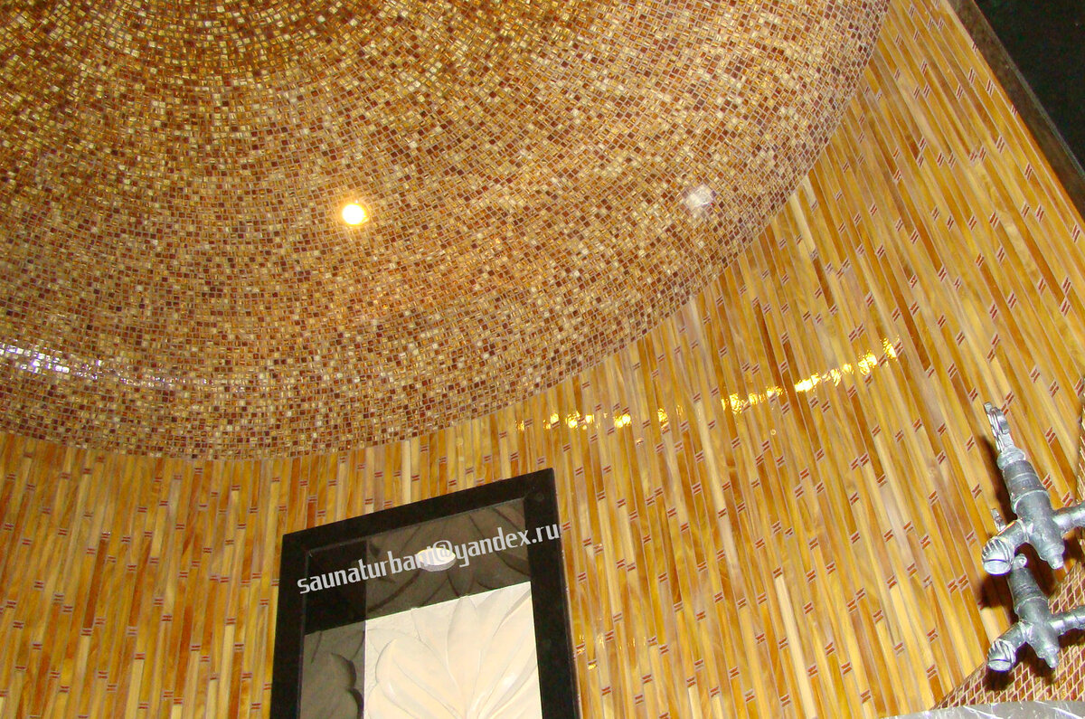  Варианты отделки современной турецкой бани. (мозаика -бамбук, ниши-чёрная плитка.