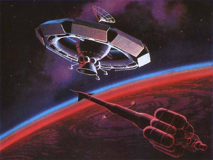 А. Соколов "На пути к Марсу (у орбитальной станции)"